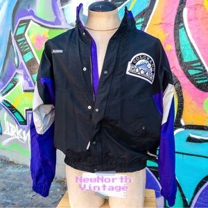 COLORADO ROCKIES Vintage Windbreaker size Large (by Columbia) | Black & Purple